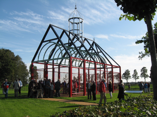 The meetinghouse sculture outside Witmarsum